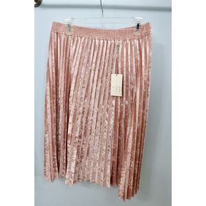 NWT a new day pink pleated velvet skirt M